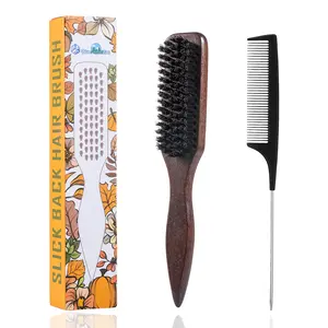 Boar bristle hair brush and beard brush (unisex), fragrance-free professional hairstyling brush suitable for thick or thinning hair; ideal for gradient hairstyles, cleaning razors, and smoothing the back; a must-have for back-to-school, travel, and vacati
