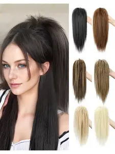 Half Up Straight Hair Ponytail Extension, Clip-In Ponytail Braid, Claw Clip Ponytail Extension, Smooth Natural 14 Inch Synthetic Hair, Synthetic Hair Extensions