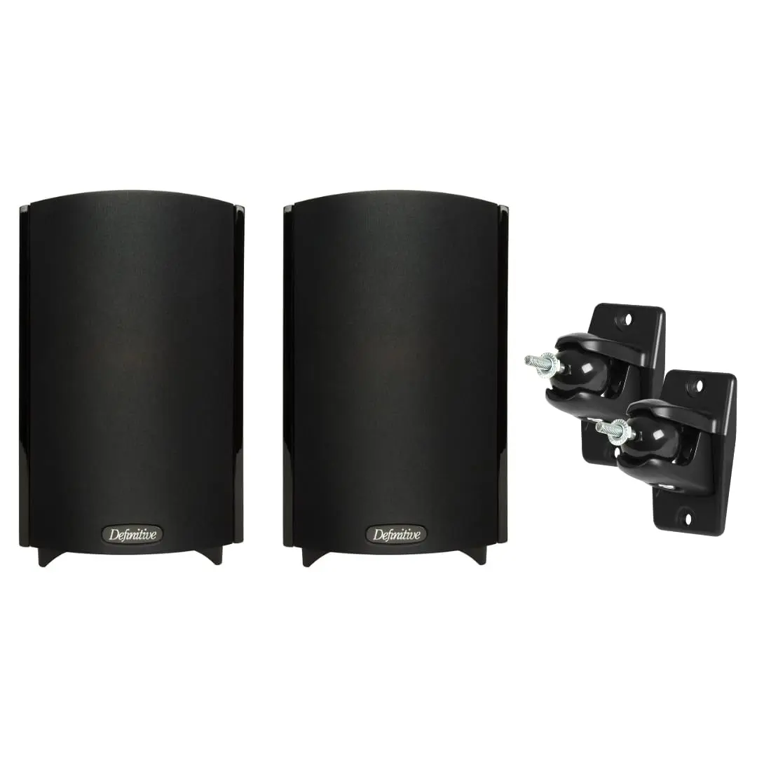 Definitive Technology ProMonitor 800 2-Way Satellite/Bookshelf Speaker Pair for Home Theater Systems + VEPC Pro-Mount 90 (Black) Bundle, Secure Threaded Wall Mount for Up to 10 lbs, Listening Position