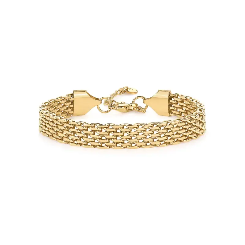 Chunky Chain Bracelet for Women-Trendy Woven Mesh Chunky Titanium Steel Chain Bracelet,14K Gold Plated Trendy Adjustable Chain Bracelet-Lightweight Stainless Steel Jewelry,Luxury Minimalist High-End Daily Stackable Fashion Wrist Jewelry
