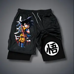 Dragon Ball DBZ Goku 80s 90s summer men shorts for men jorts outfit men graphic shorts Double-layer sports shorts Comfortable short shorts summer