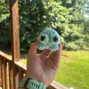 Hand Crocheted  Blue Speckled Frog
