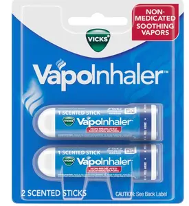 Vicks VapoInhaler, On-the-Go Portable Nasal Inhaler, Non-Medicated, With Refreshing Vicks Vapors, Menthol Scent , 2 Scented Sticks