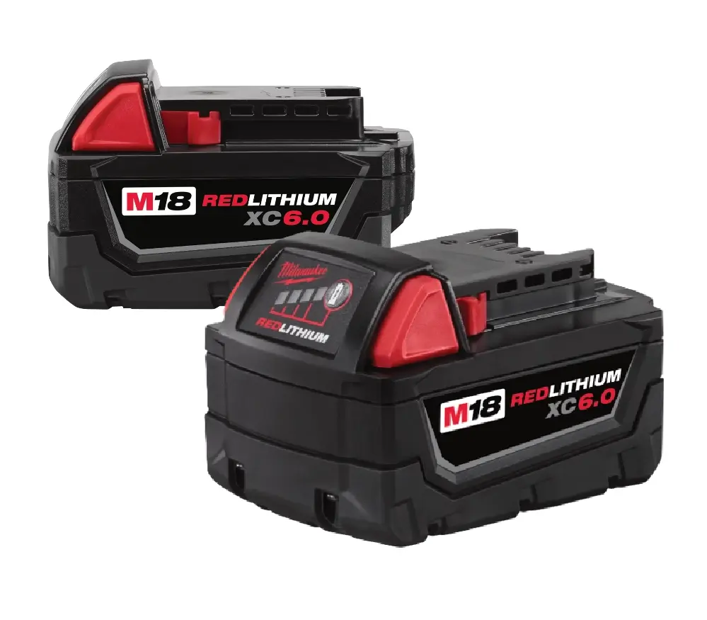 Milwaukee 18Ah 6.0Ah 48-11-1860 M18 XC6.0 Extended Capacity RedLithium Battery Packs for Power Tools (2 pack)