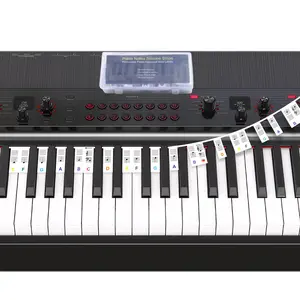 Piano Key Guide Removable silicone piano keyboard note labels Fits 88/76/61/54/49/37-key keyboards Multi-color large bold font Ideal for beginners Reusable Includes storage case