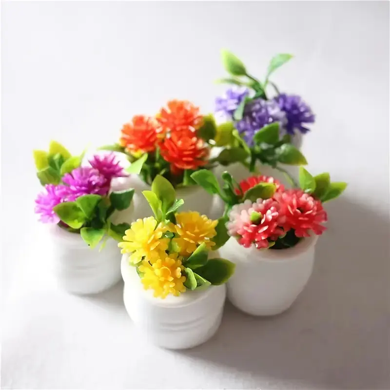 Miniature Flower Set, Realistic Colorful Mini Plant Decorations, Toy House Accessories, Small Pot Models, Landscape Essentials, Artificial Plants, Plastic Faux Flowers, Fake Decorative Flowers, Decorative Flower Pieces