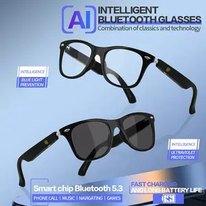 Smart Glasses with Wireless Earbuds, Transparent Lens Sunglasses for Music and Calls, Creative Smart Sports Eyewear with Microphone, Smart Audio Glasses, Multifunctional Smart Glasses
