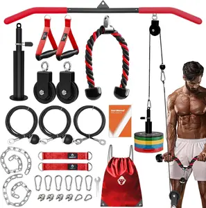 Gym Pulley System - Tricep Workout, Lat Pulldown, Biceps Curl, Triceps, , , Forearm, Weight  for Squat Rack, Garage