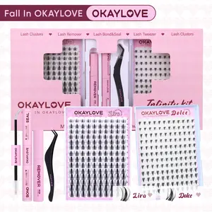 OKAYLOVE Infinity Lash Clusters Kit Upper Bottom Lightweight Lash Clusters Kit DIY Lash Extenison Kit Manga Eyelashes  Clusters Makeup Individual Lashes Kit  Lira|Dolce