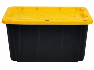 27 Gallon Heavy-Duty Black & Yellow Storage Tote-Organizing Containers for Closet, Garage, Home & Travel