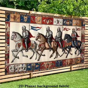 [Medieval Knight Banner] 1pc Medieval Knight Tapestry Banner - Medieval Knights on Horseback with Shields & Flags - Durable Polyester Fabric Indoor/Outdoor Decoration - No Electricity Needed - Perfect for Medieval Themed Parties, Weddings, Birthdays, Live