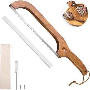 14.5" Wooden Bow Design Bread Knife Cuts Uniform Thin Slices Bread Slicer Saw for Homemade Sourdough Bread Bagel Baguette Etc