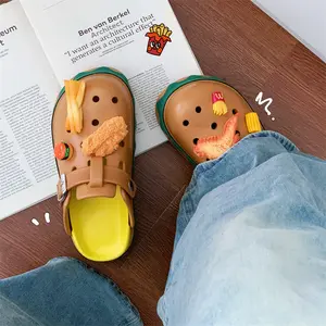 Cute hamburger-colored clogs, non-slip for outdoor wear, comfortable and cool slippers