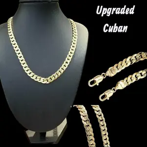 14K Gold Plated Upgraded Cuban Chain 20"/24" 4mm/8mm - Stylish Unisex Hip Hop Jewelry Brass Hip Hop Unisex Jewelry Lobster Clasp Necklace