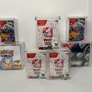Pokémon Booster Bundle Acrylic Display Case – Magnetic UV Protective Case, magnetic top loading Cabinet, crystal clear, UV dust scratch secure hold  151 standard size , holder