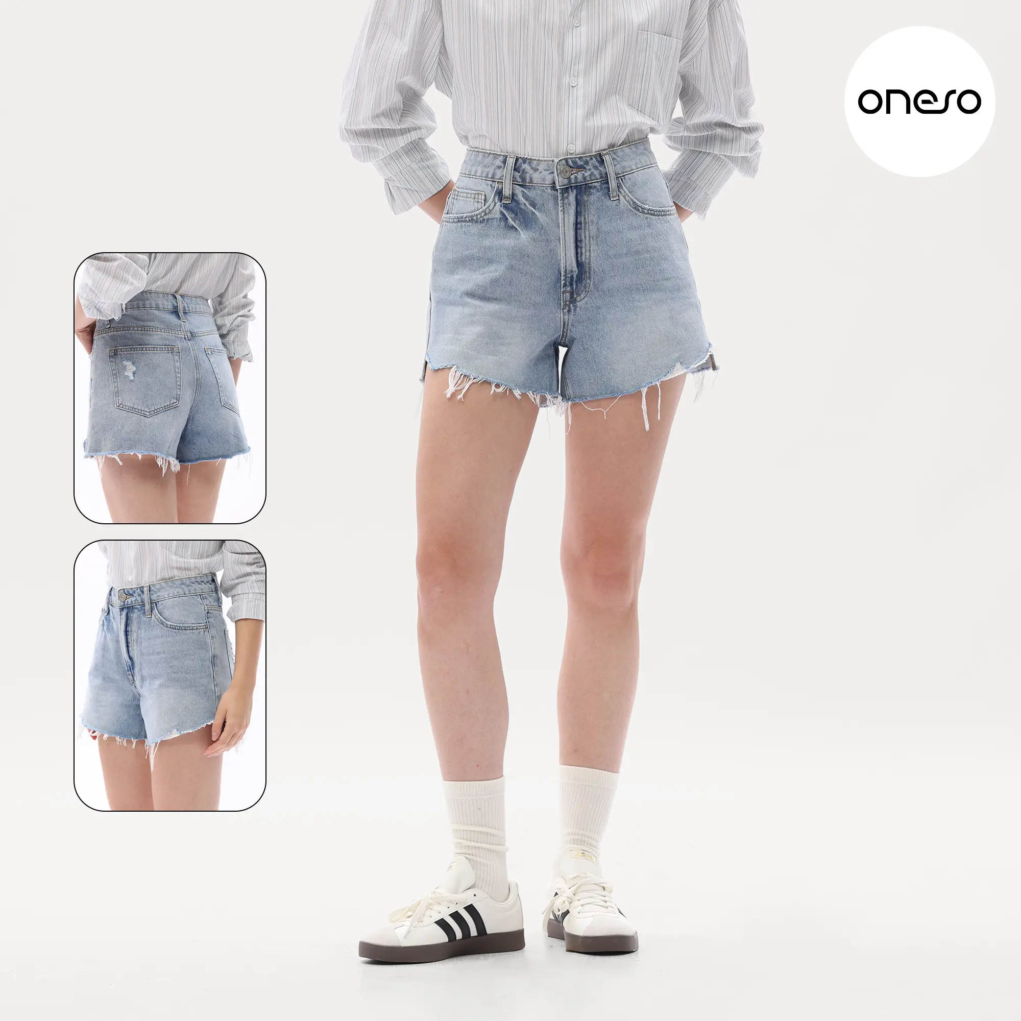 ONESO Women High Waisted Jeans Shorts  Crossover No strechty Casual Denim Shorts Boyfriend Sexy Summer Womenswear Streetwear Bottom Breathable