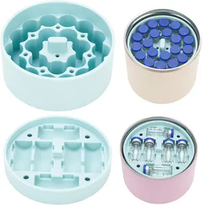 Silicone 3Ml Vial Insert (1 Short +1 Tall) Compatible with Hydrapeak Food Jars,Vial Insert Peptide Storage for 32/25/18Oz Hydrapeak Food Thermos, Maximum Hold 28 Vials, Blue.(No Vials&Jar Included) Kiicii