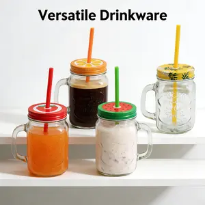 16oz Glass Mason Jar with Straw – Iced Coffee & Bubble Tea Cup