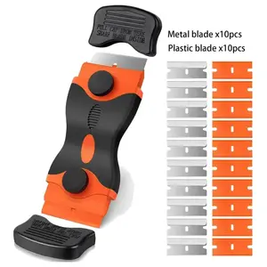 20 Blades Multi-Surface Scraping Scraper Tool Kit, Double-Edged Paint Sticker Removal Sticker Remover, No-Scratch Plastic Scraper for Cleaning Windows, Stoves and Wallpaper
