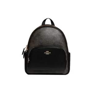 COACH Court 20 Two-Tone Zipper Closure Large Capacity Backpack for Women in Dark Gray and Black
