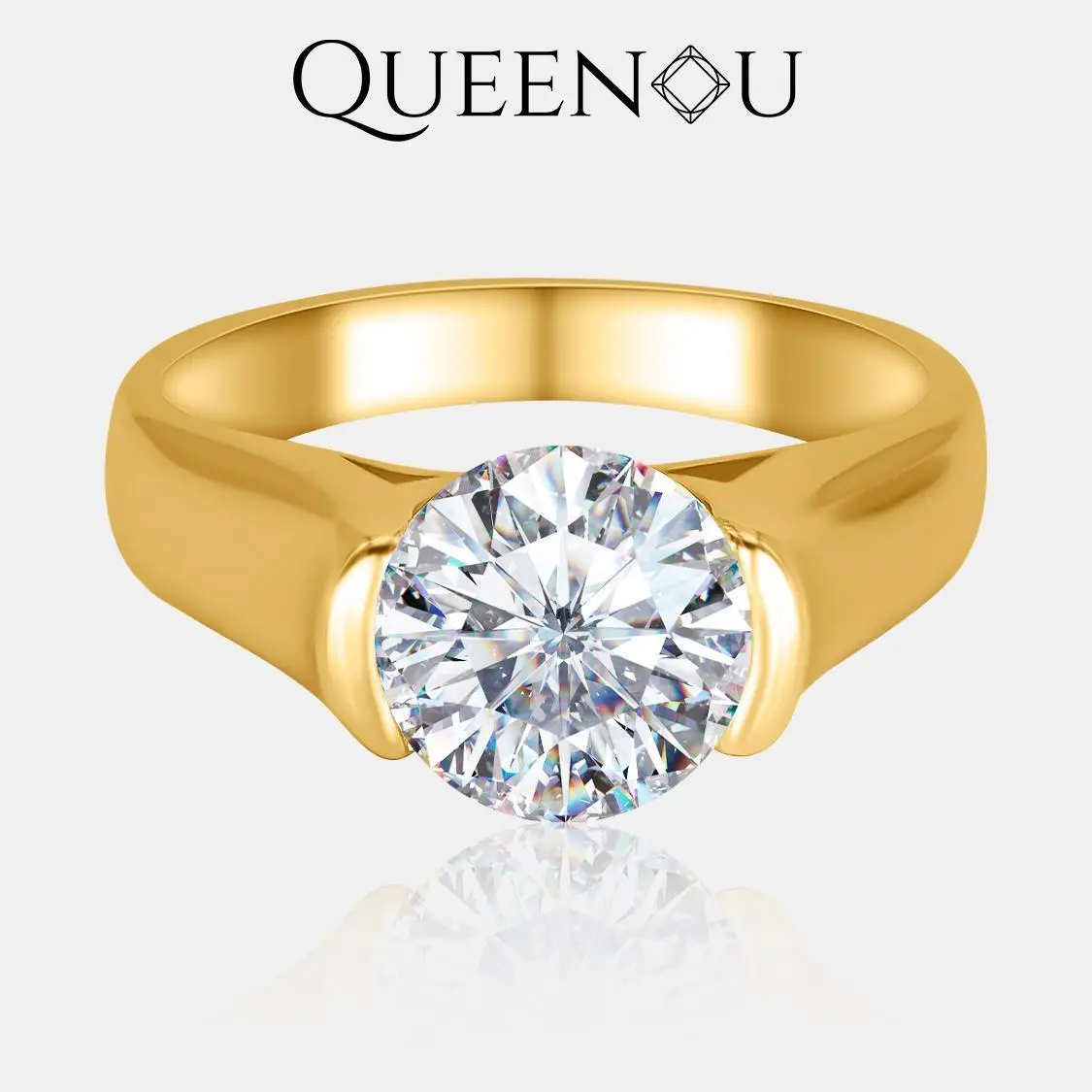 【921-CS】Valentine's Flash Classic Round Cut 2CT Synthetic Moissanite Ring