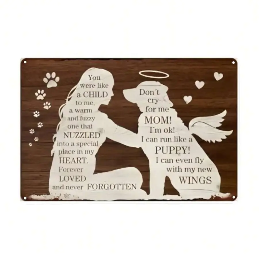 Customizable Engraved Pet Memorial Tin Sign - Personalized 8x12 in Metal Plaque, Dog Loss Sympathy Gift, Home Decor Wall Hanging Decoration, Wall Decor