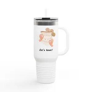 Let's Knot Macrame Lover Insulated Travel Mug, 40oz - Macrame Artist Thermal Cup, Crochet Enthusiast Gift, Travel Tumbler for Crafters, Maker Gift,  Beverage Container