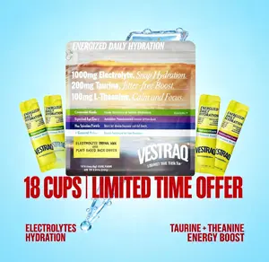 VESTRAO Hydration Energy Electrolyte Powder – 1000mg Scientific Blend with Taurine & L-Theanine for Calm Focus & Smooth Energy – Superfood Drink Mix Enhanced with Blue Spirulina Protein, Acai & Matcha – Zero Sugar Stick Packs