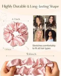 SOEYRKKE Silk Scrunchies - Fashionable Hair Accessories Set, Soft Satin No-Damage Ponytail Holders for Women (Random Color)