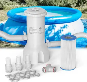 1000 Gallons Pool Filter Pump Above Ground, Swimming Pool Filter Cartridge Pump, Electric Pool Water Pump Filter for Pools Sand Cleaning Tool Set with 1 Pool Filter Cartridge (1000 GPH)
