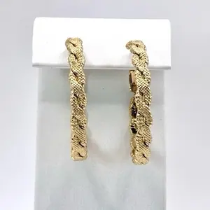 14K Gold-Plated Twisted Rope Hoop Earrings | Textured Diamond-Cut Hoops | Lightweight Everyday Jewelry