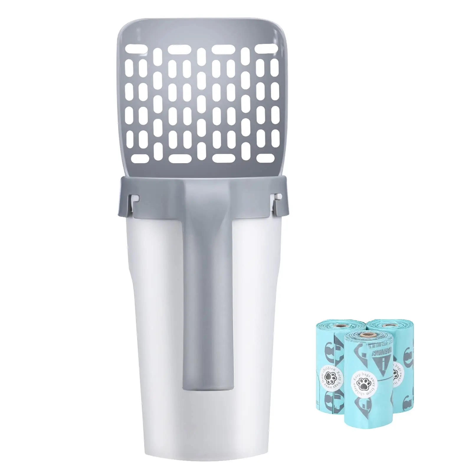 Cat Litter Shovel with 3 Rolls Garbage Bag, Portable Trash Can Cat Litter Shovel with Trash Bags, Cat Litter Scoop for Cat Litter Box, Environmental P