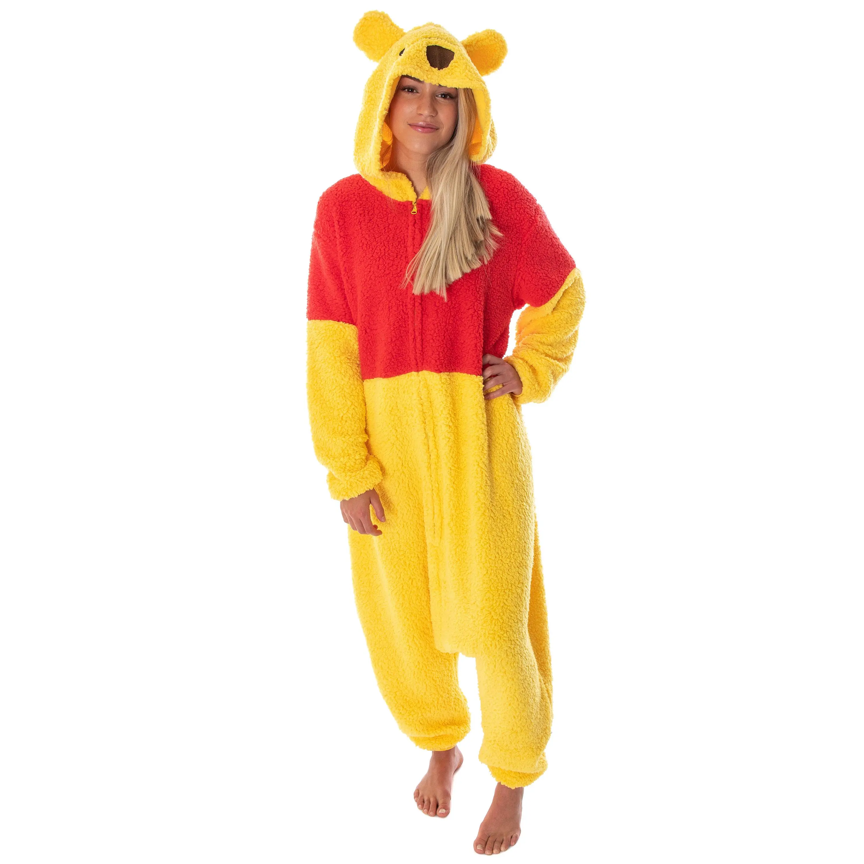 Disney Winnie The Pooh Kigurumi Adult Costume Union Suit Sherpa Pajama Outfit, Hoodie, Animal