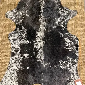 Genuine Cowhide Mat in black & white - Natural Leather Rug for Home Decor