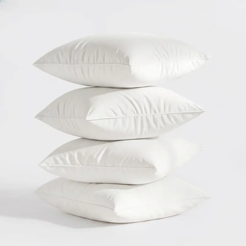4-Pack White Firm Bounce Square Pillow Inserts, Fluffy Breathable Durable Supportive Cushion Fillers for Layered Look Beds, Living Room Decor, Home Décor pillows