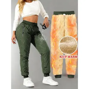 Women's Fleece Lined Winter Pants, Waterproof Thermal Warm Joggers, Insulated Cold Weather Trousers for Outdoor & Daily Wear