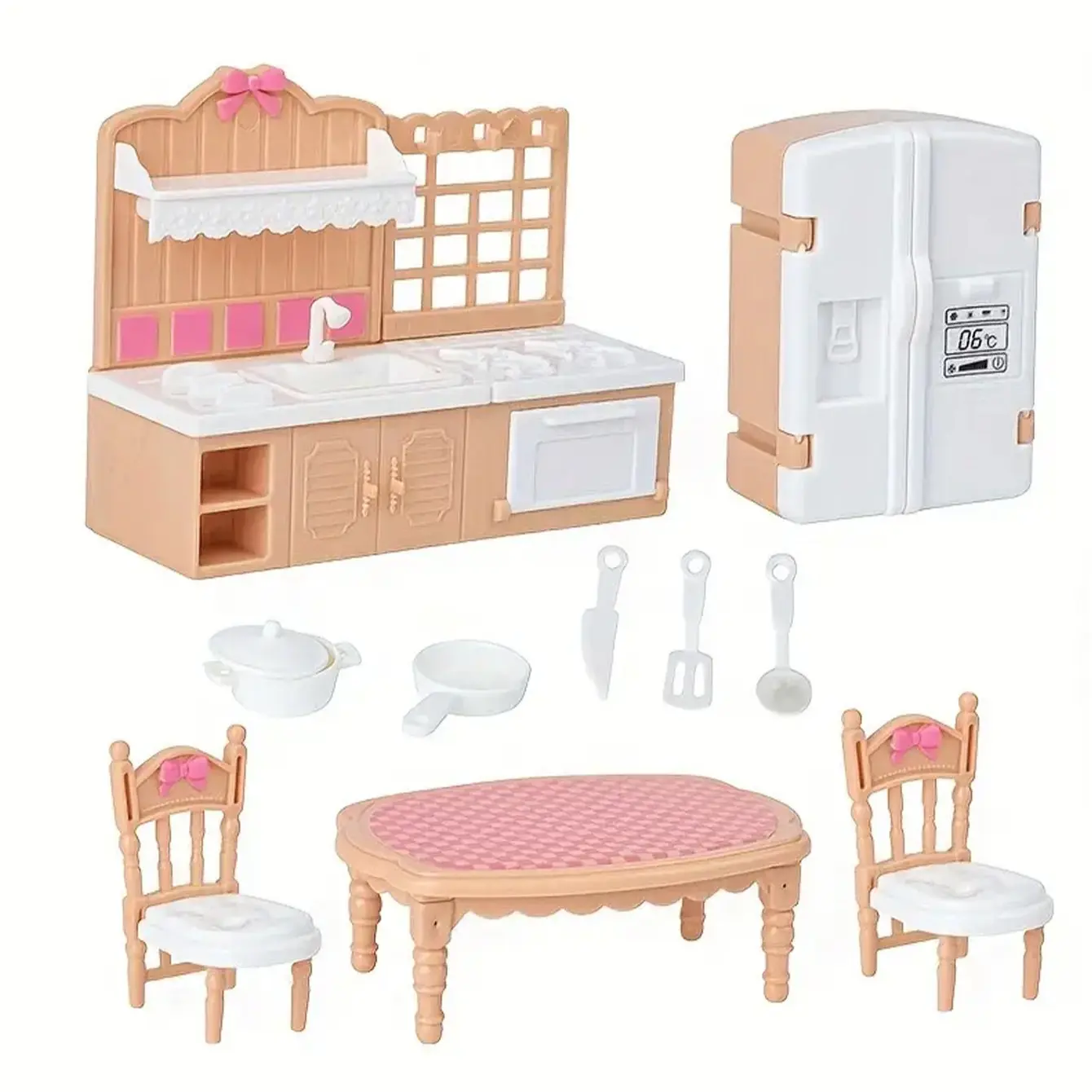 Miniature Furniture Set Toy, Doll House, Bedroom, Bathroom, Kitchen, Living Room, Bed, Dressing Table, Mirror, Chair, Doll High Chair, Educational Role Play Gift