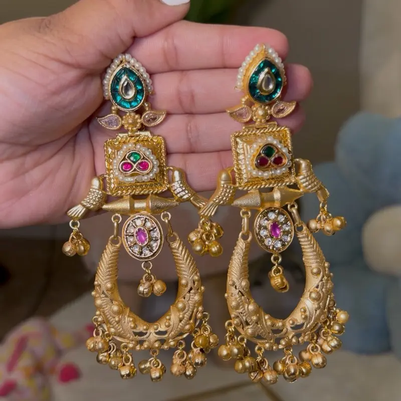 Kashmiri Handcrafted Drop Earrings, Traditional Ethnic Jewelry for Women, Boho Style Accessories for Festivals
