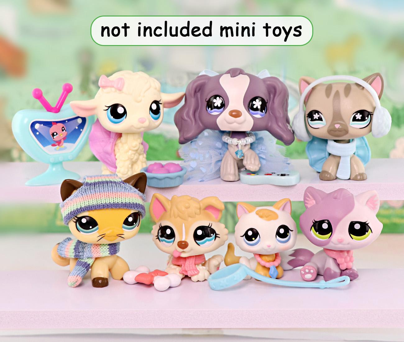 Cute Accessories Hat Scarf Bow Skirt Glassess Collars Food for Mini Pet Shop Cats Dogs Toy Figures