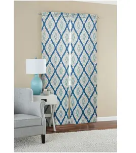 Blackout Curtain Panels, Set of 2, Ikat Blue, 30" W x 84" L