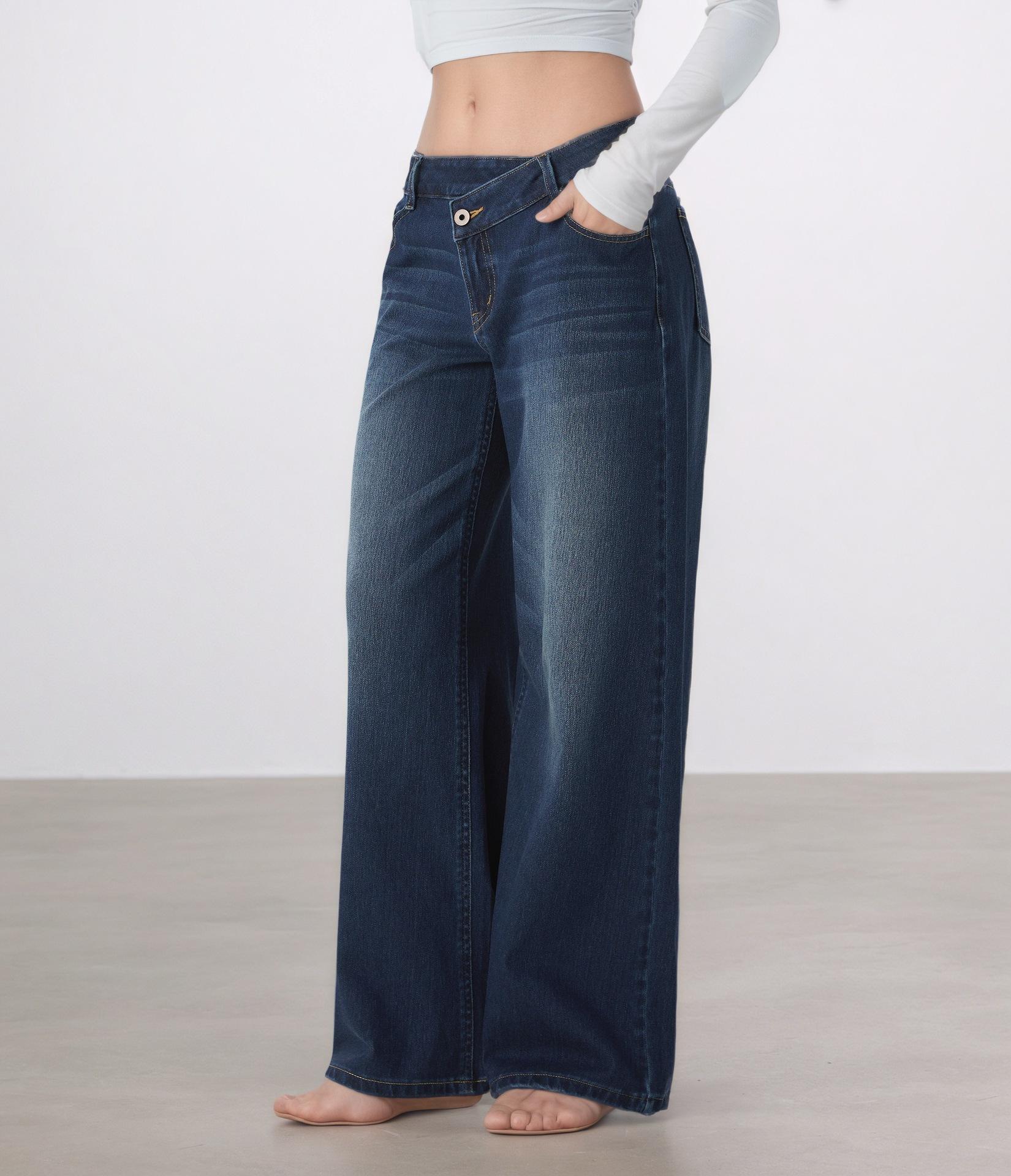 Women Low Rise Baggy Jeans Dark Wash Wide Leg Denim Pants Slimming Casual Streetwear for Women Viral Pantalones Mujer Catching Print Loose Fit mother jeans empire waist low waisted High-Waisted Ripped Straight Goth Black Mini Vintage Wide-Leg Embroidered