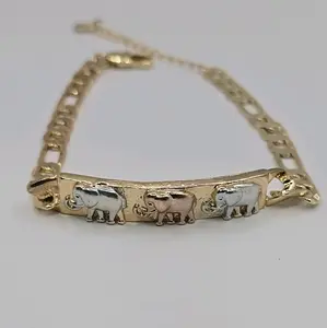 Elephant's fashion bracelet figaro style adjustable gold-plated three colors cute design Elephant's fashion bracelet figaro style adjustable gold-plated three colors cute design