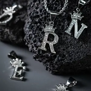 New luxury simple selling 26 letters design style zircon personality pendant hip-hop business men's classic jewelry.