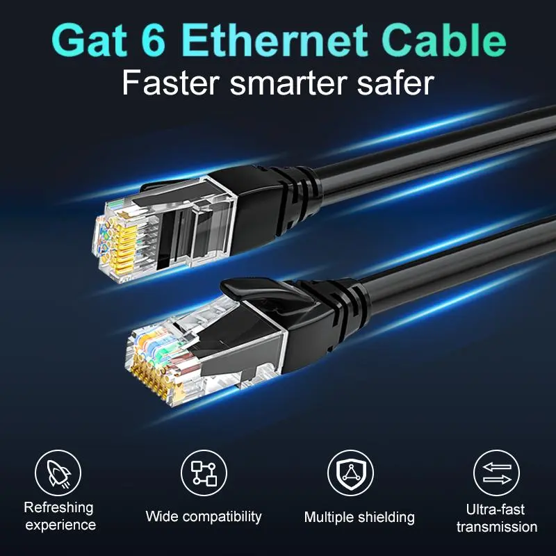 Cat6 Ethernet Cable Pure Copper Network Cable, Network Cord with Rj45 Connectors, Gigabit Lan Cable 1000 Mbps High-Speed Faster Internet, Safer, Available in Lengths 1m to 10m