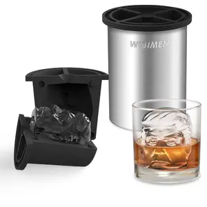 WIBIMEN Funny Face Ice Mold – Hilarious Stainless Steel Ice Balls for Whiskey & Cocktails