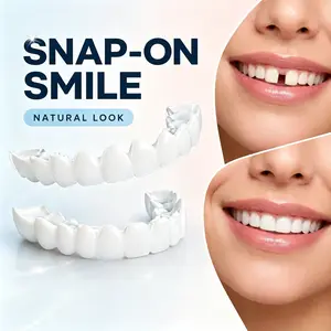 Stop Covering Your Mouth When You Smile! 3 Pairs Snap On Smile Veneers - Premium Cosmetic Uppers Temporary Smile Makeover Teeth Covers for Gaps Stains & Missing Teeth Removable Natural Look Party Essential  (Tooth Color)
