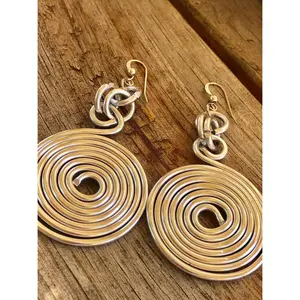 Silver Round Disk Aluminum Wire Earrings with sterling silver ear wire