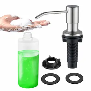 SBEN Built-in Kitchen Sink Soap Dispenser – 17 oz Refillable PET Bottle, Durable ABS Head, Countertop Hand Soap and Lotion Dispenser, Easy Installation, Rust-Resistant