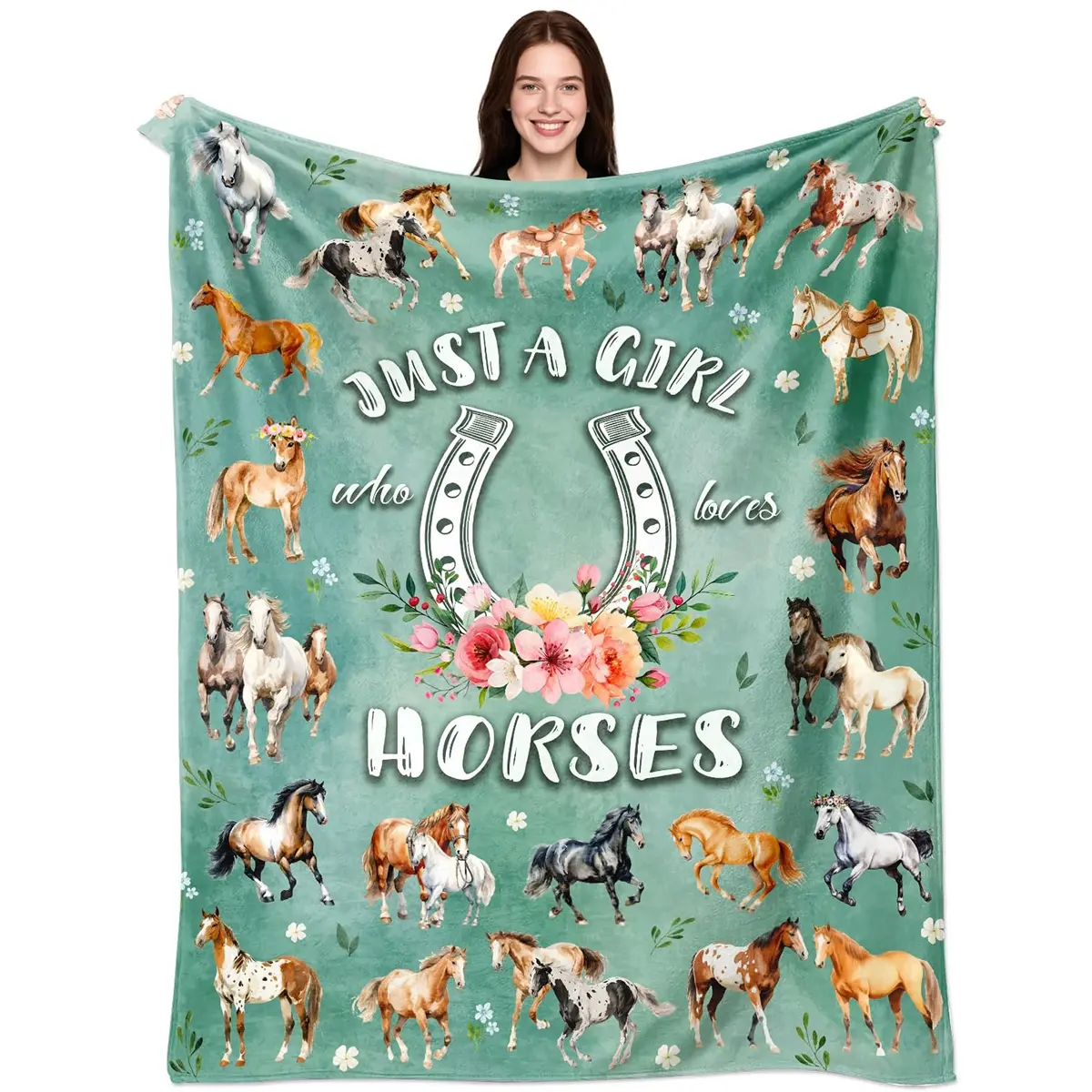 1pc Horse-themed Slogan Print blanket, Soft Warm Gift Blanket, a soft and comfortable Cozy Warm Blanket for girls and ladies, suitable for living room sofas, bedding, and flannel covers, Soft Warming Blanket