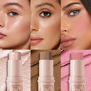 【BUY 1 GET 2 FREE】Long-lasting concealer stick, 3 highlighters, sweat and transfer, blush and contour Lightweight waterproof formula for women and girls - bronzer makeup, durable cosmetic charm A（02#+08#+10#)